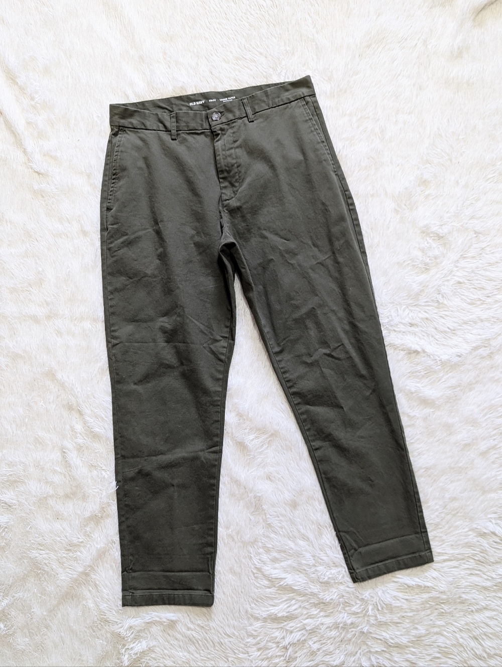 Old Navy Olive Green Loose Taper Built-In Flex Chino Ankle Pants Size 33x32 - Picture 4 of 15
